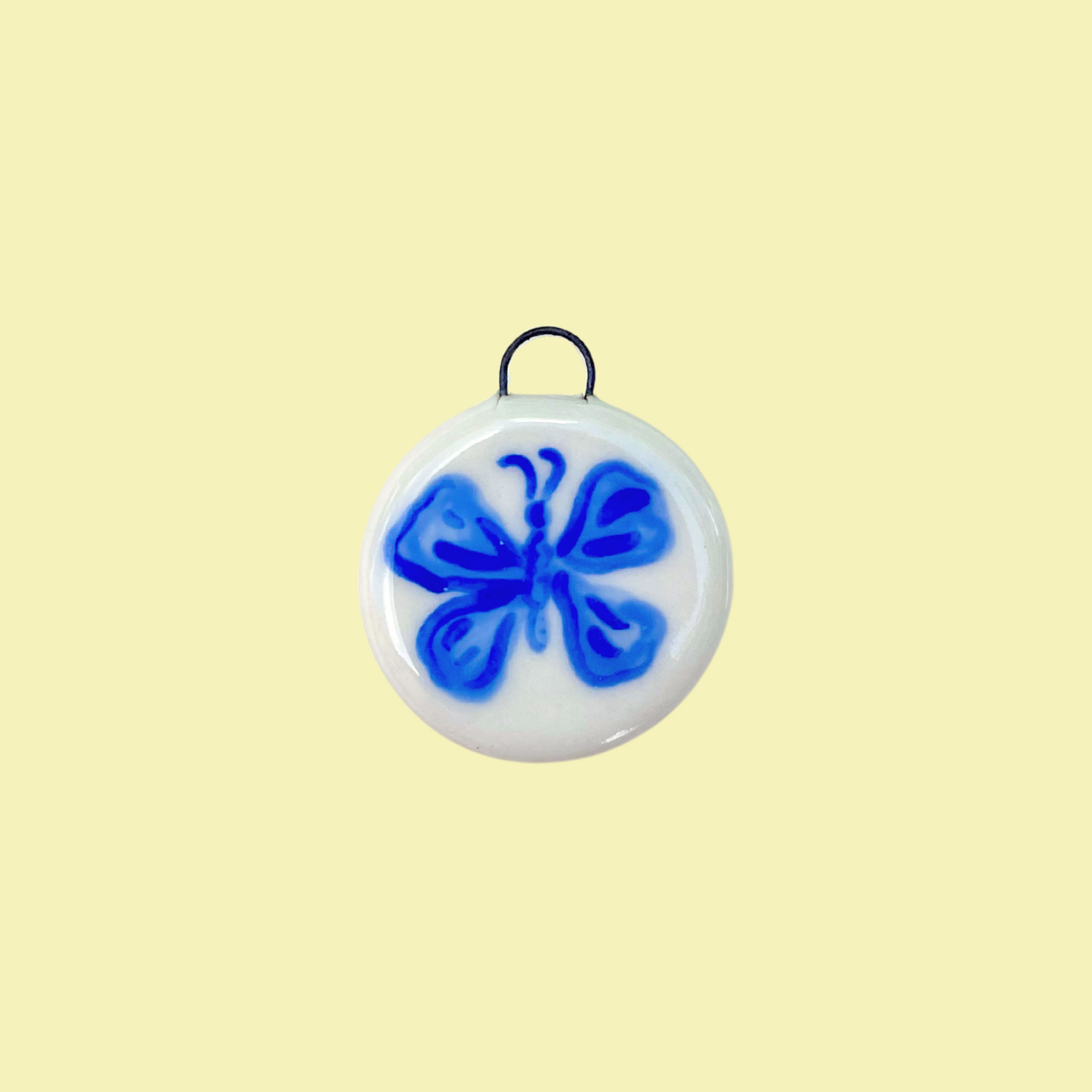 Blue Butterfly Circle Charm