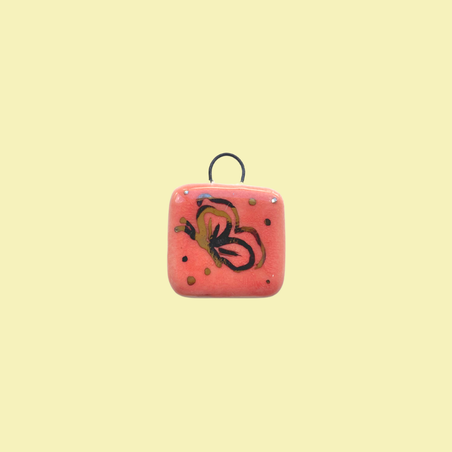 Pink Butterfly Square Charm