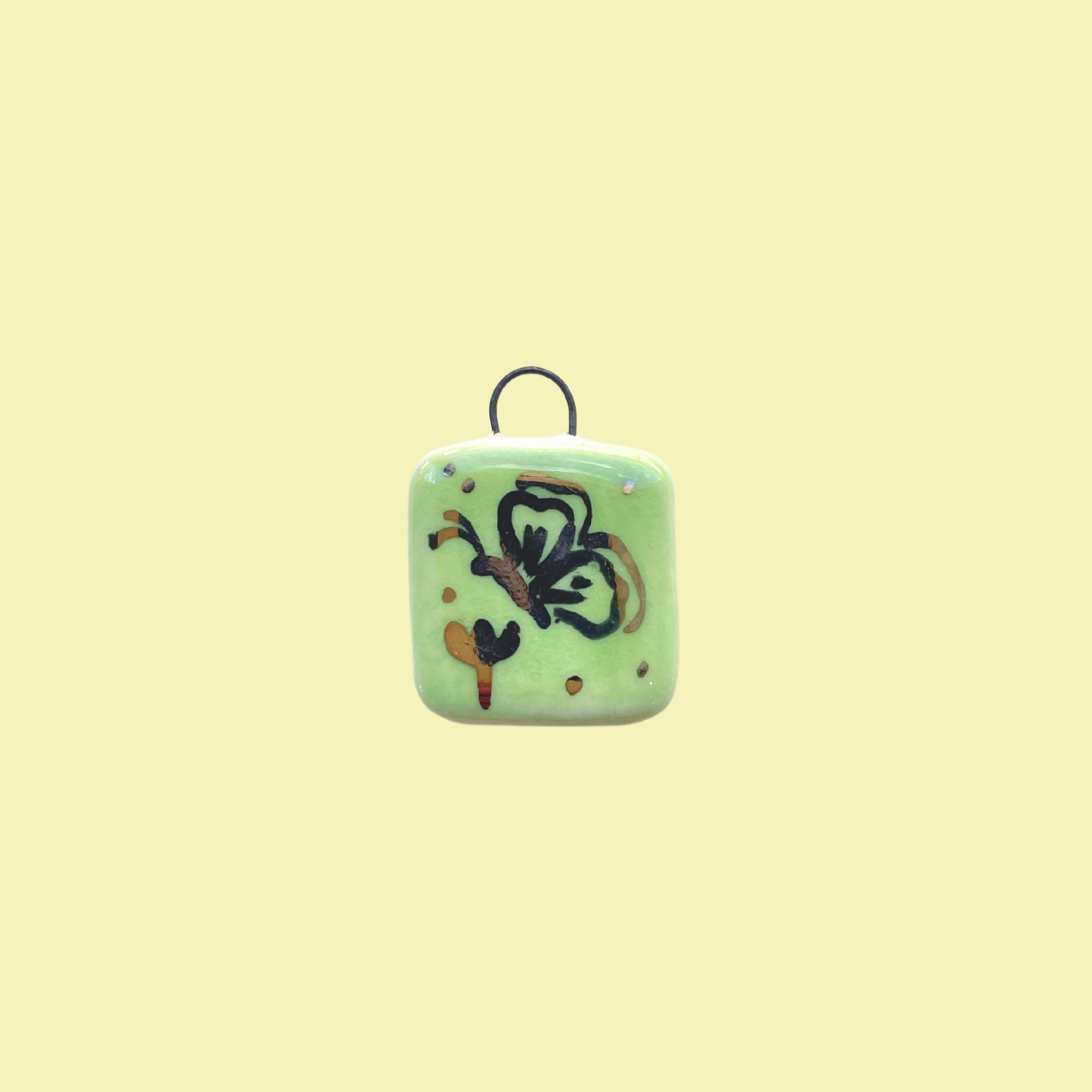 Green Butterfly Square Charm #2
