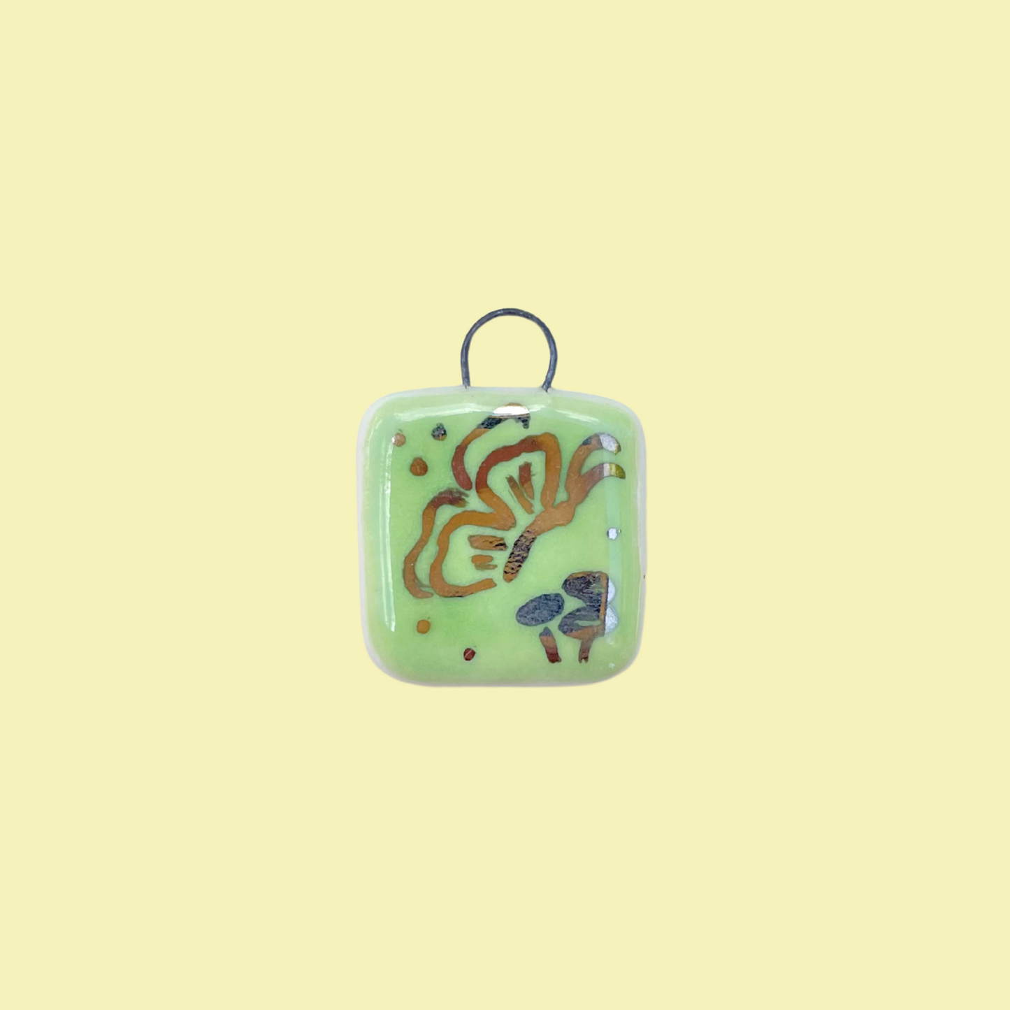Green Butterfly Square Charm #1