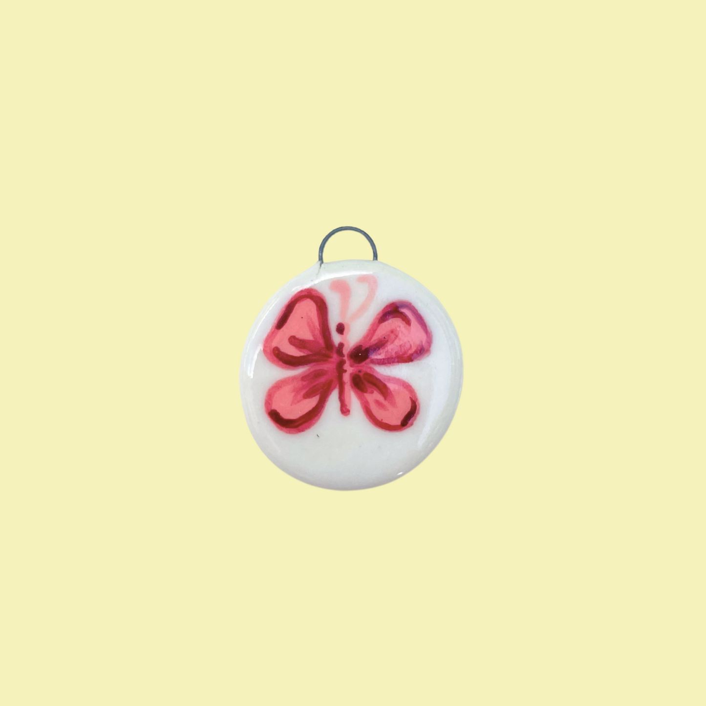 Pink Butterfly Circle Charm