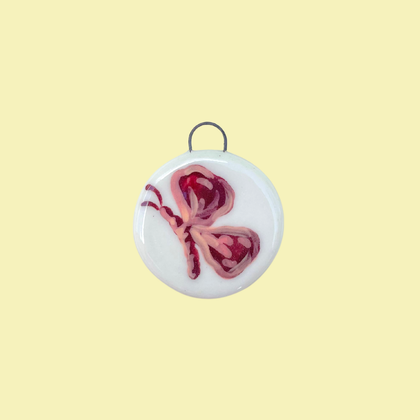 Plum Butterfly Circle Charm