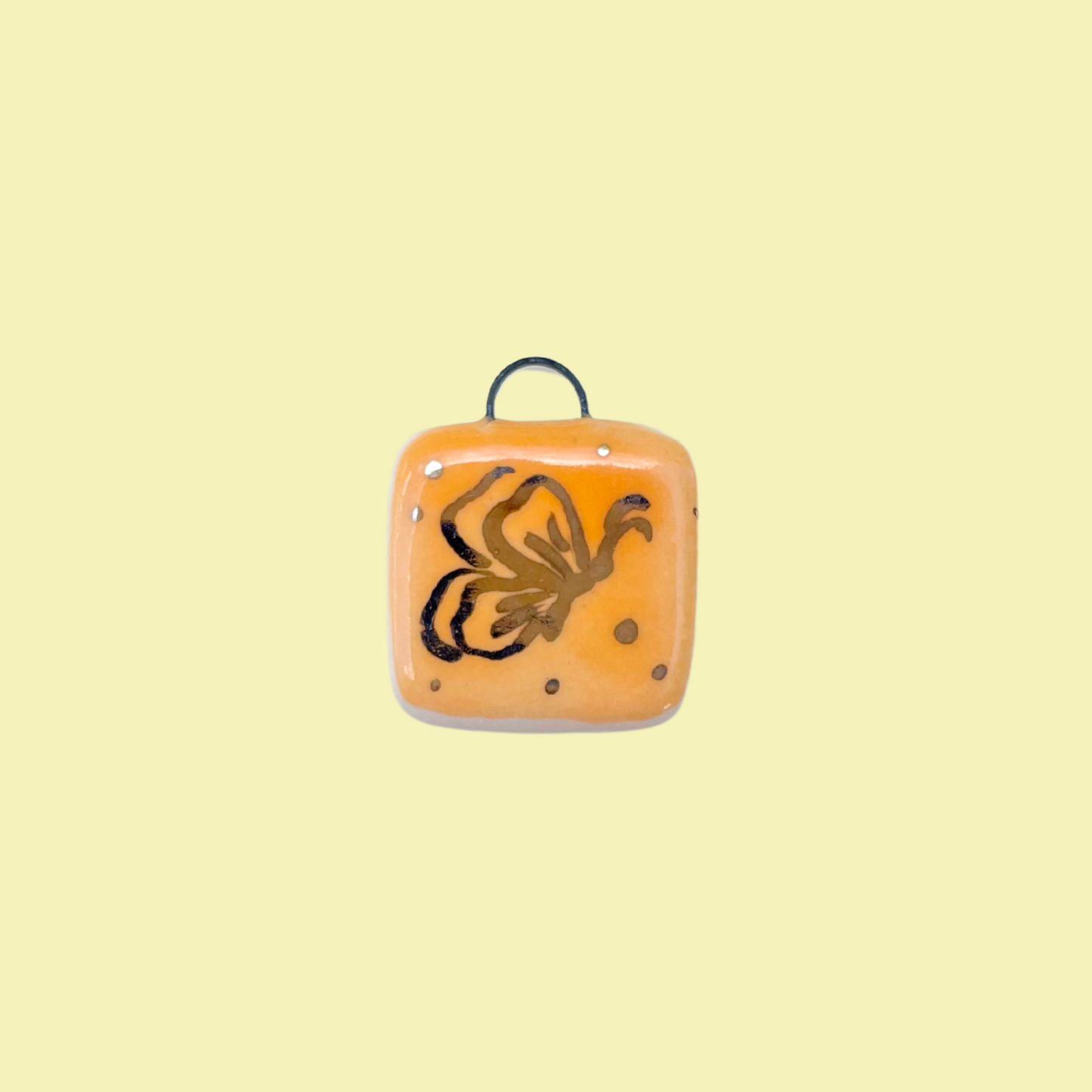Orange Butterfly Square Charm