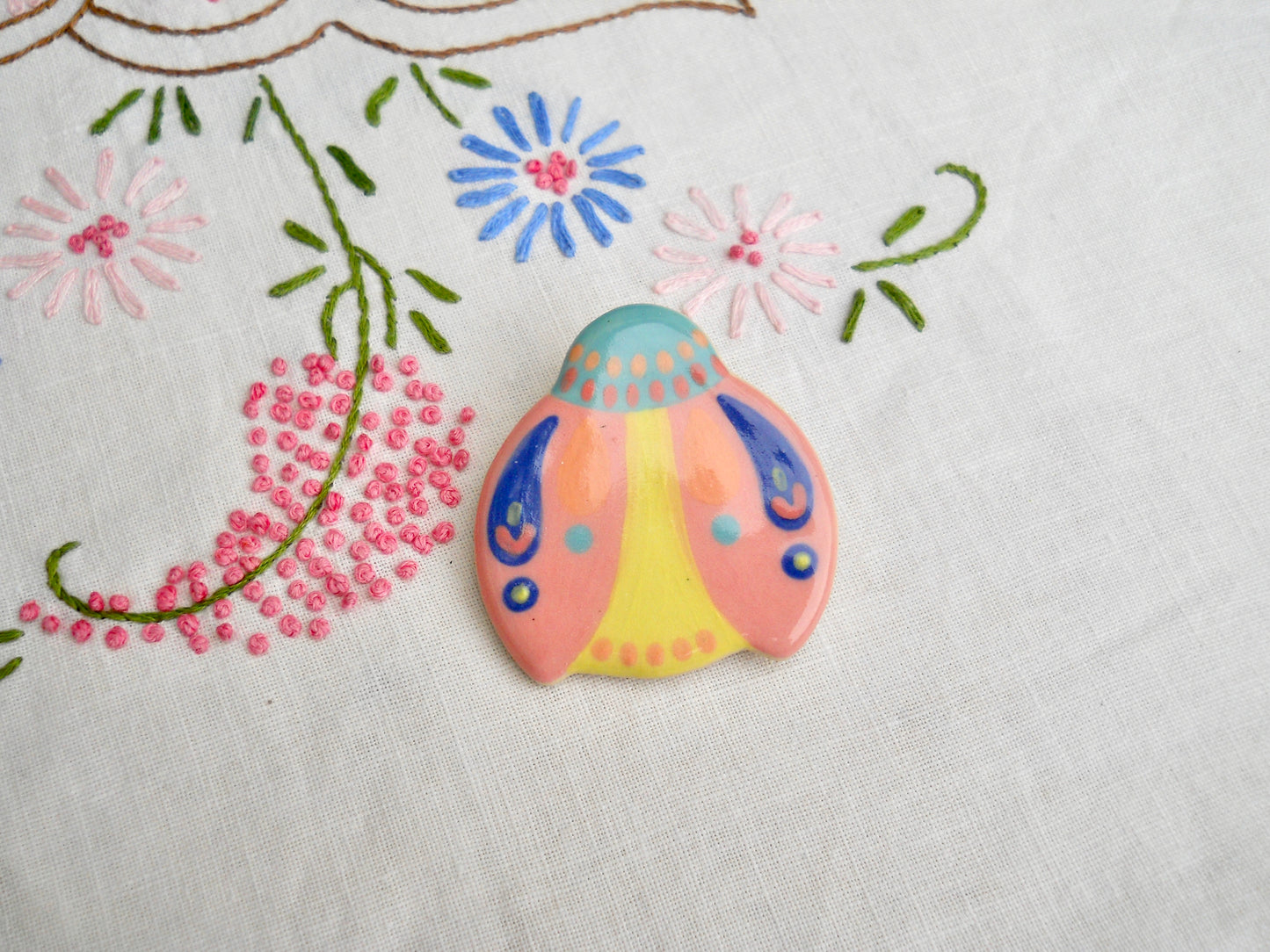 Pink Beetle Pin