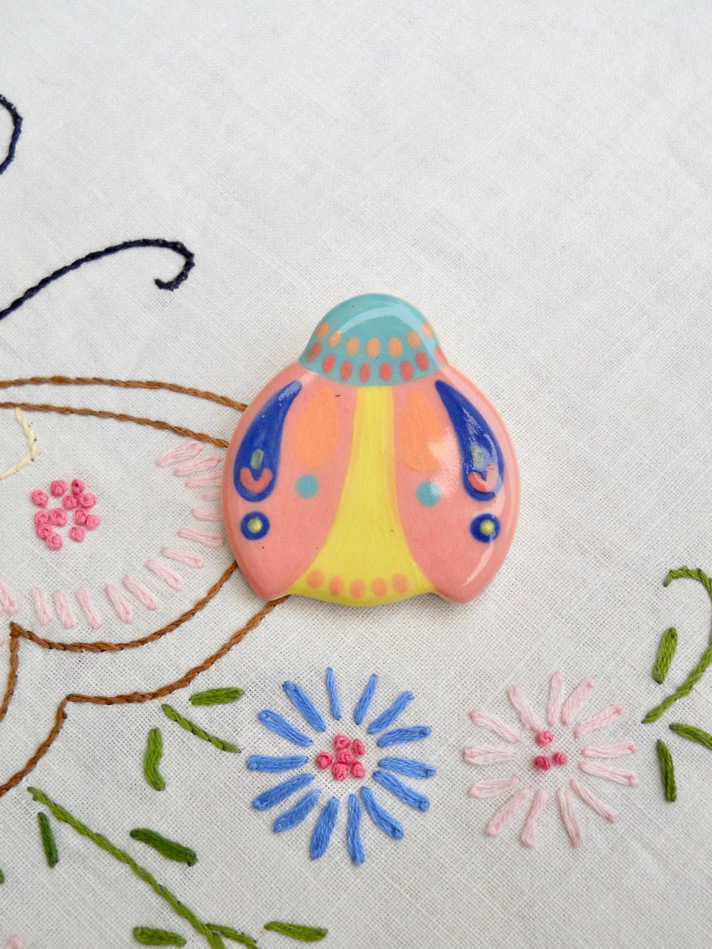 Pink Beetle Pin