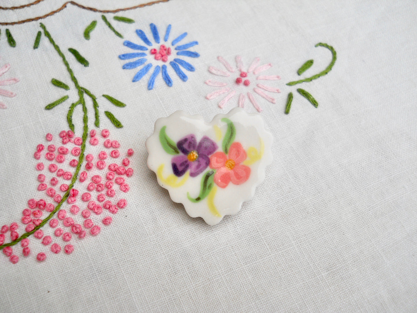 Purple Floral Heart Pin