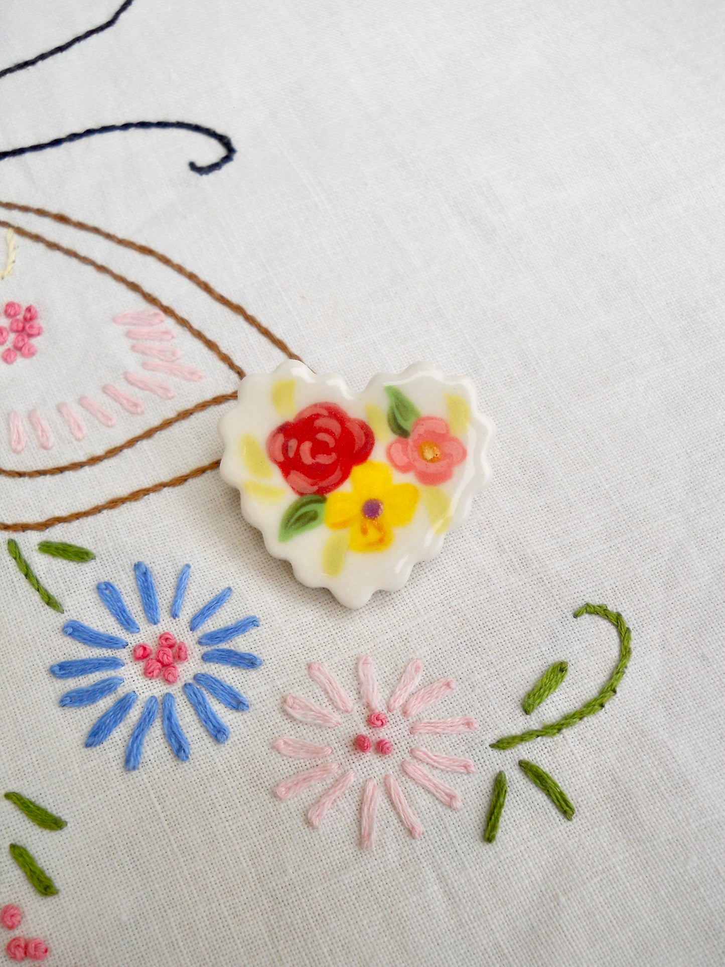 Red Floral Heart Pin