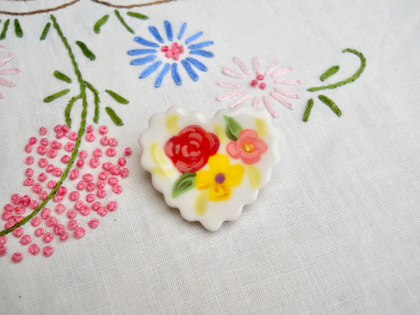 Red Floral Heart Pin