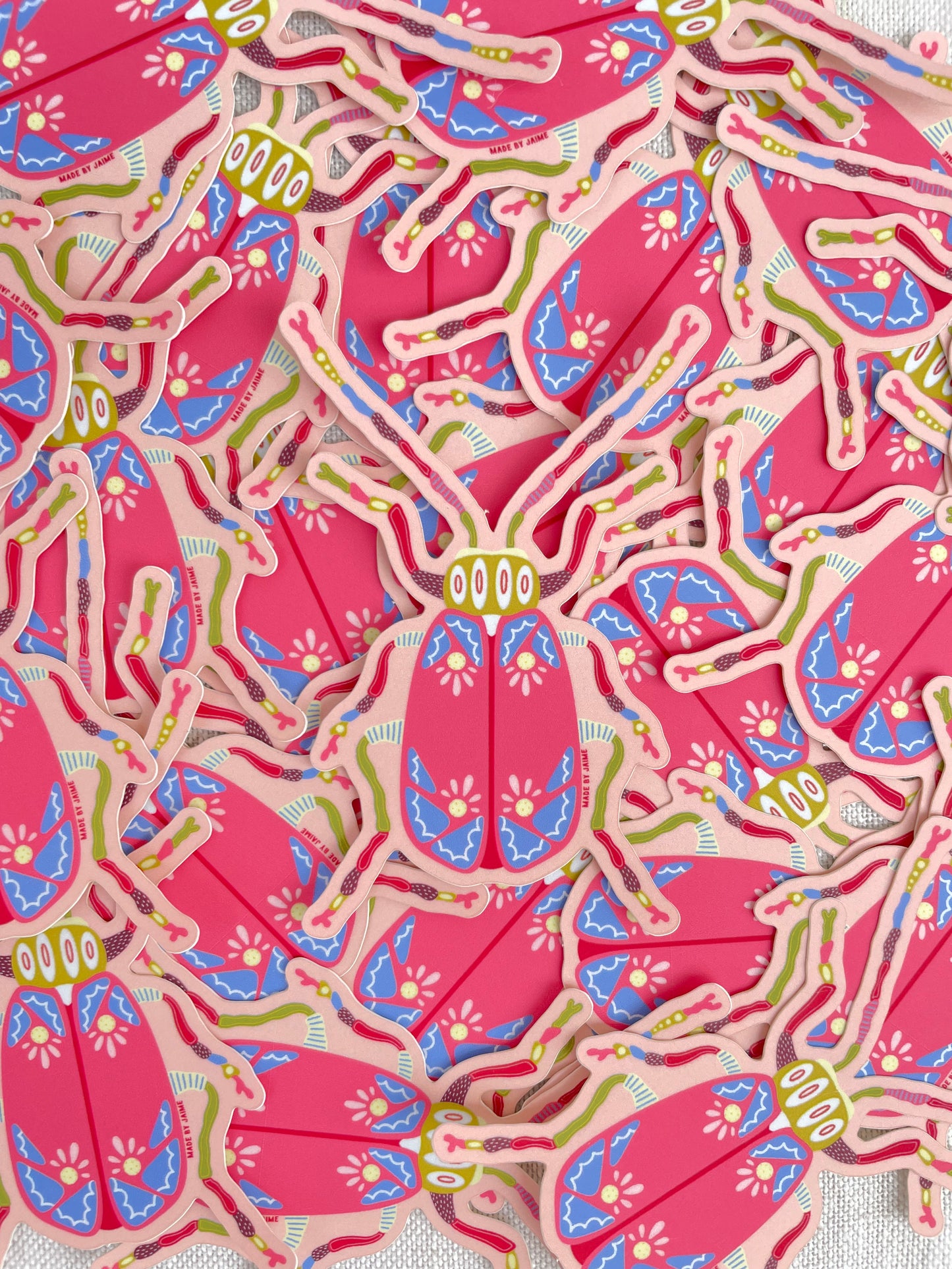 Pink Beetle Sticker