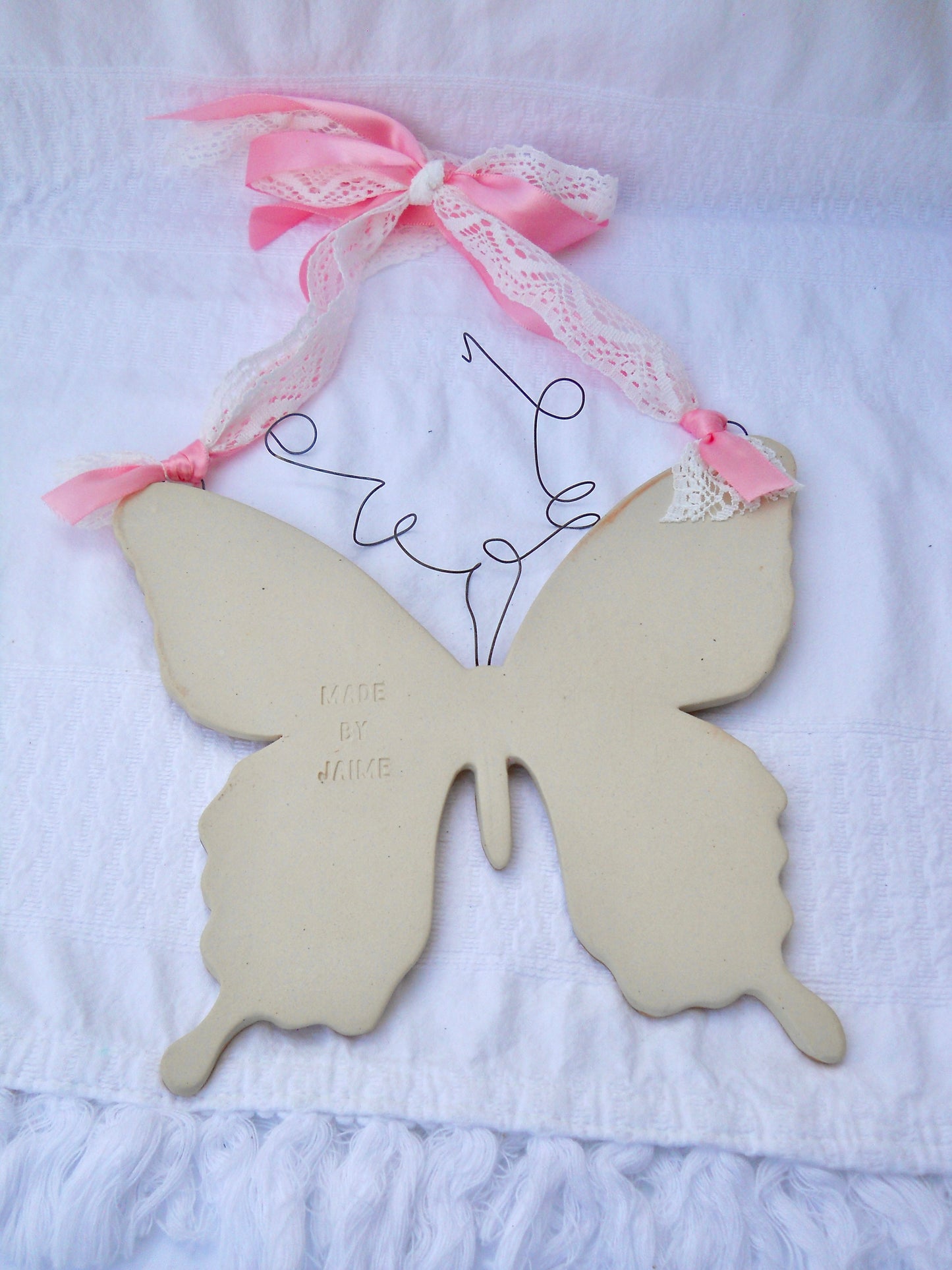 Pink and Gold Butterfly Wall Hanging