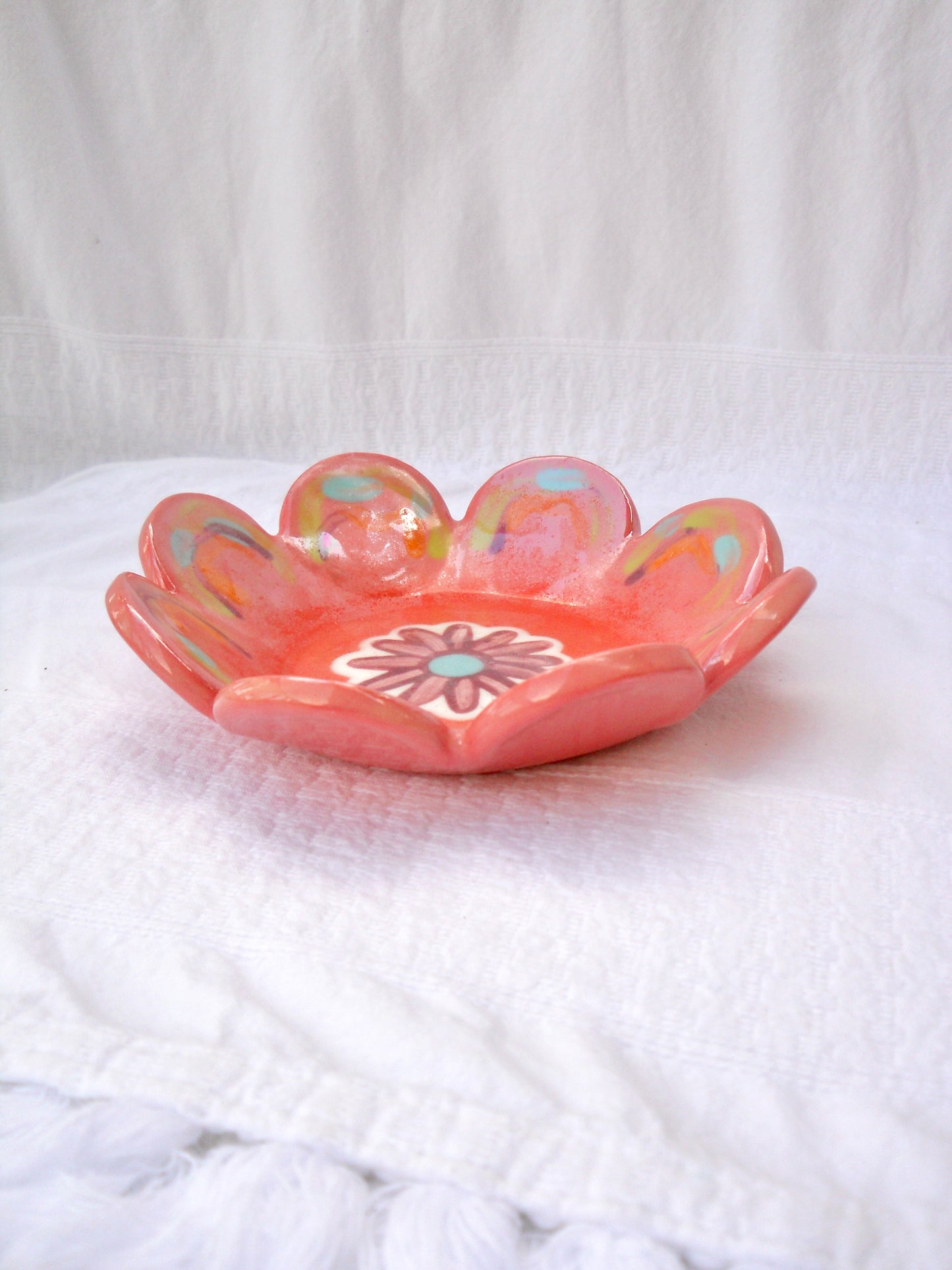 Pink Flower Trinket Dish