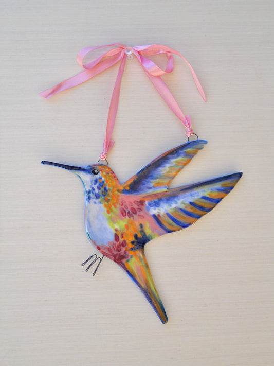 Orange Hummingbird Wall Hanging