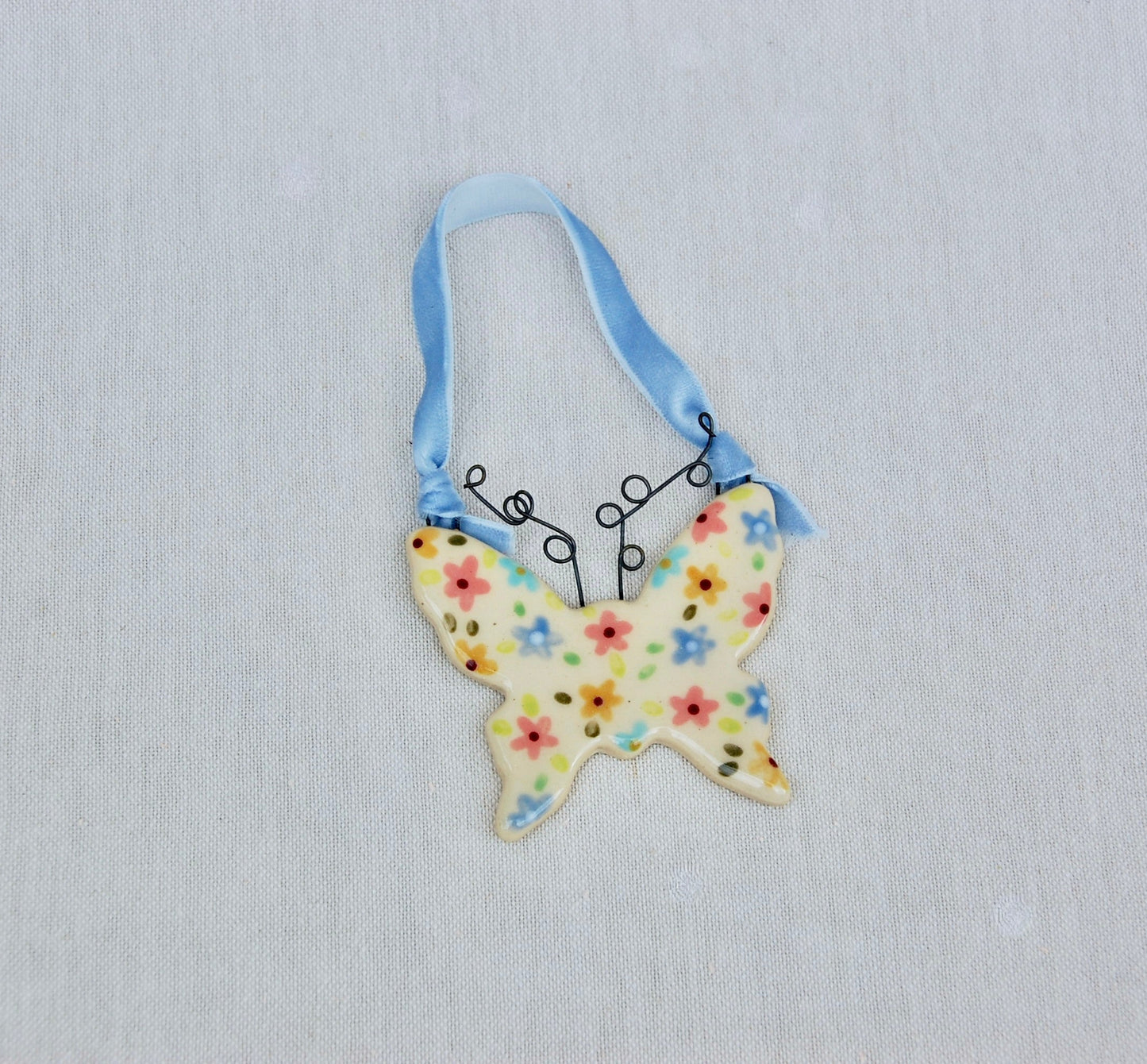 Pastel Floral Butterfly Ornament