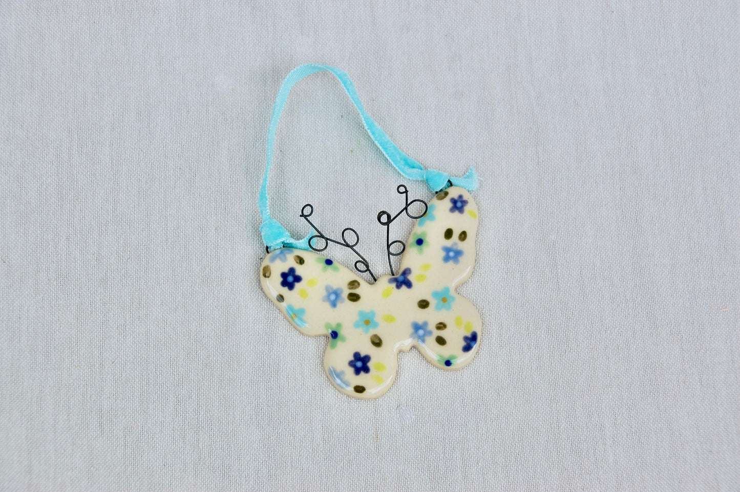 Blue Floral Butterfly Ornament