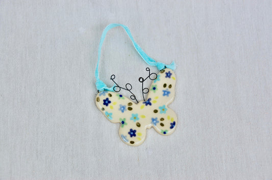 Blue Floral Butterfly Ornament
