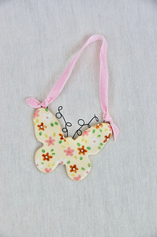 Teddy Floral Butterfly Ornament