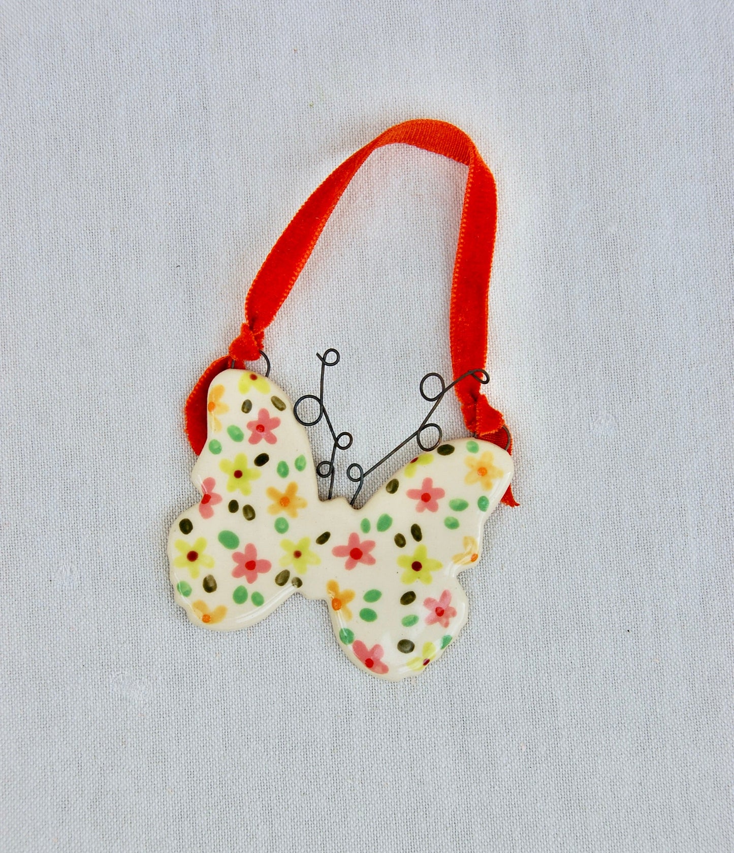 Neon Floral Butterfly Ornament