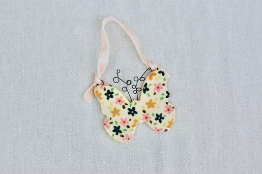 Teal Floral Butterfly Ornament