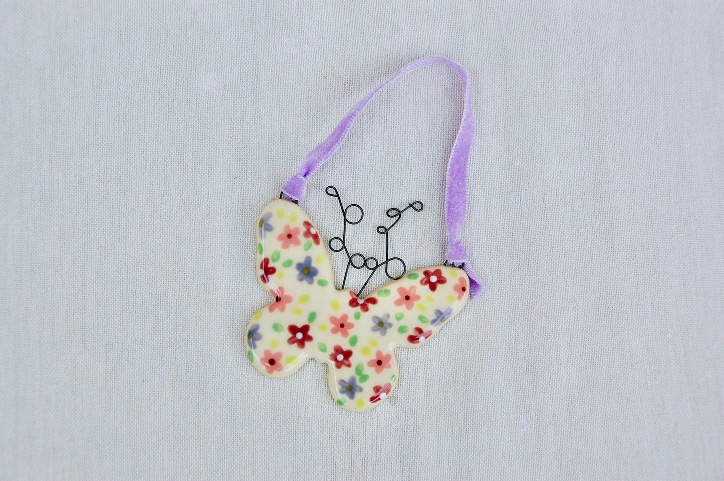 Pink Floral Butterfly Ornament