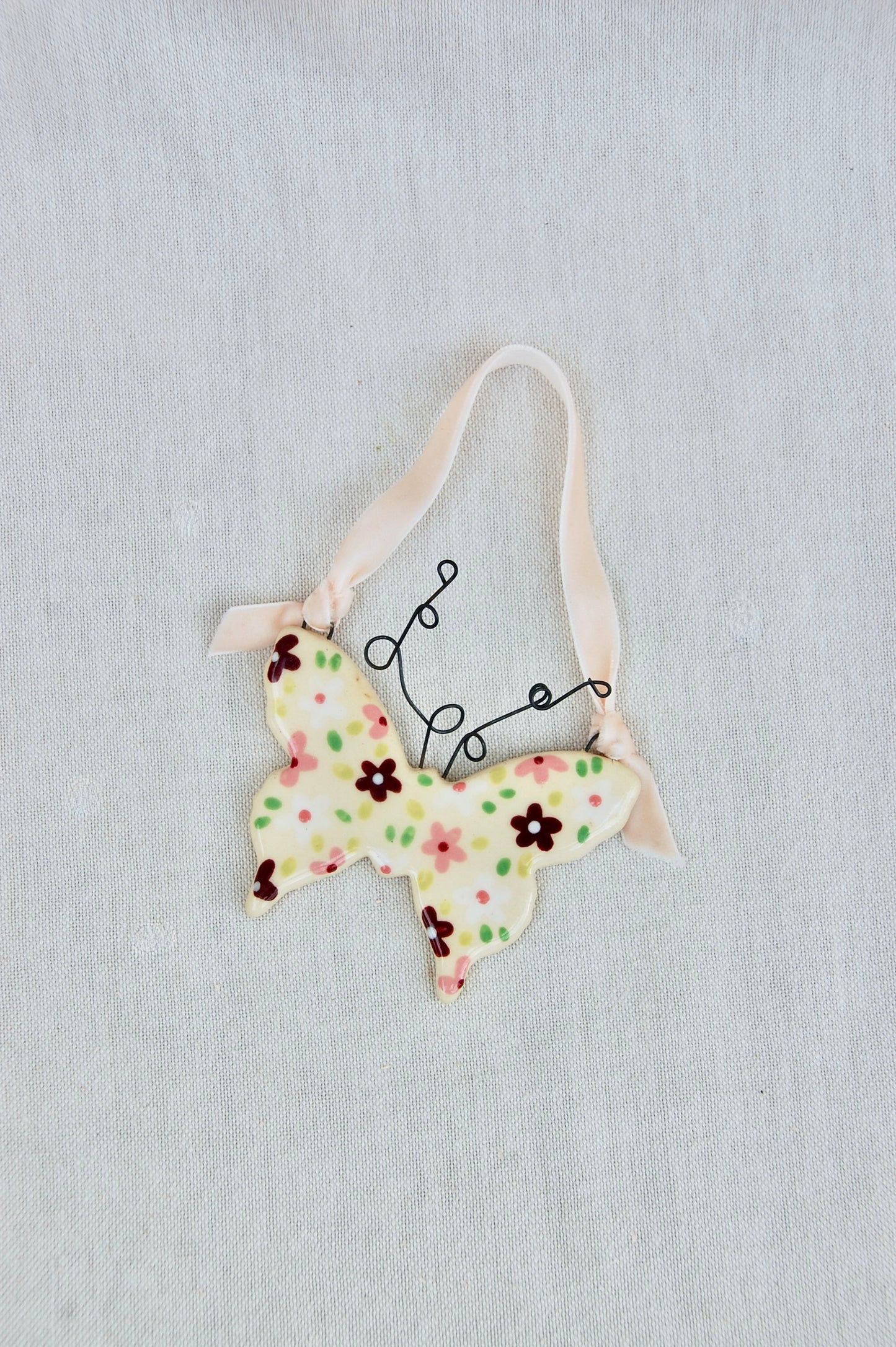 Maroon Floral Butterfly Ornament