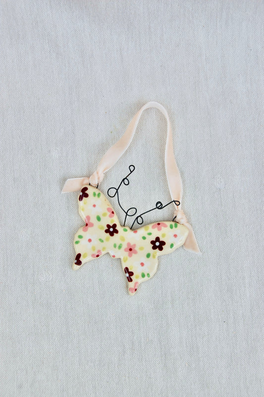 Maroon Floral Butterfly Ornament