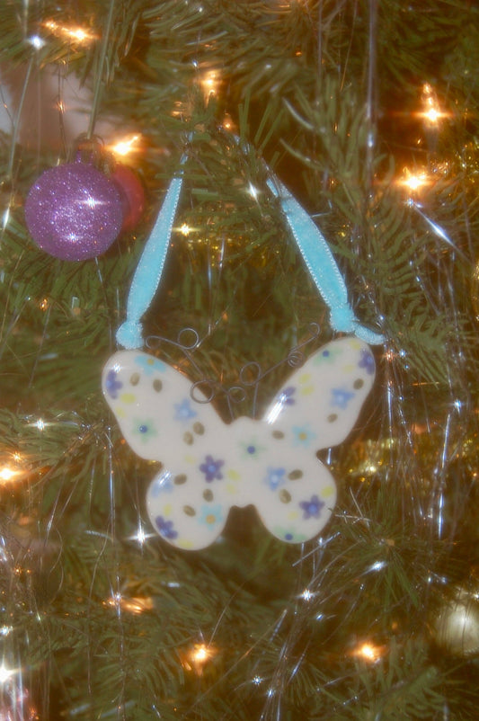 Blue Floral Butterfly Ornament