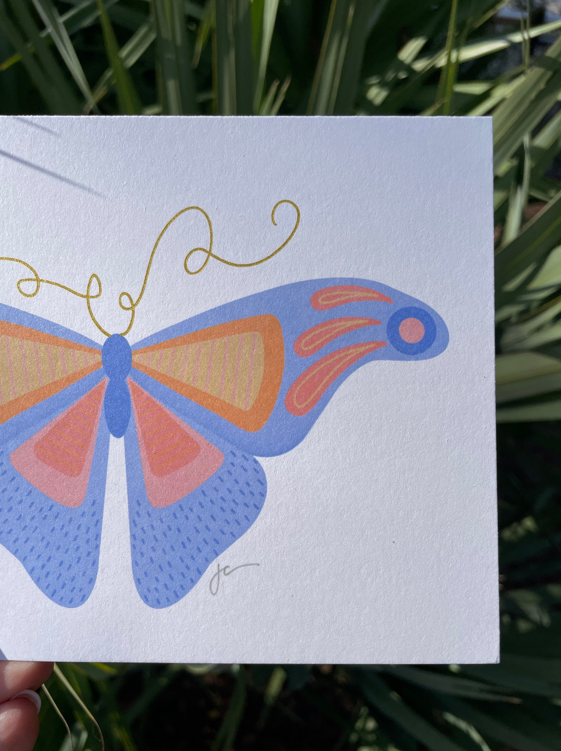 Periwinkle Butterfly Hand Embellished Art Print