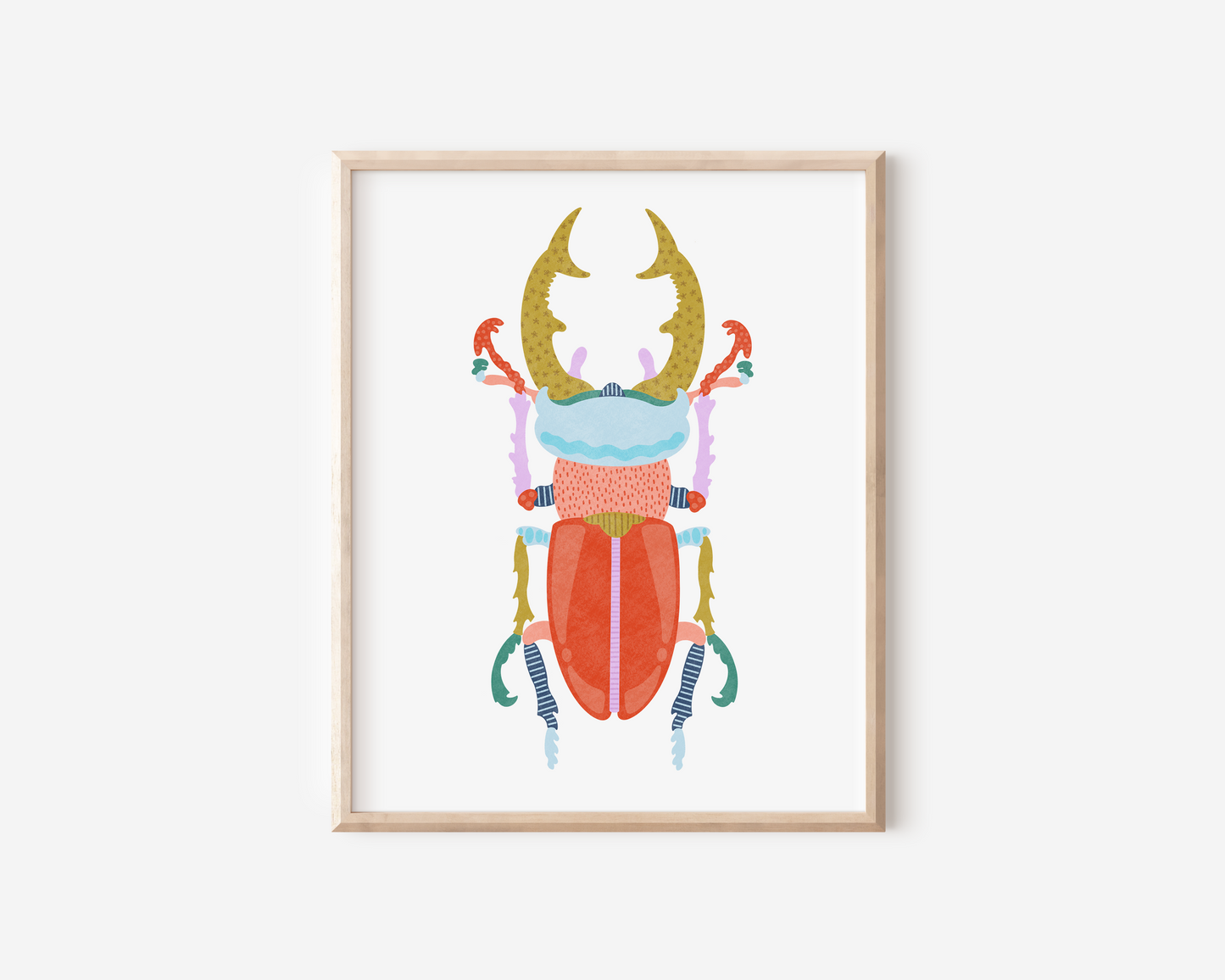 Poppy Beetle Hand Embellished Art Print