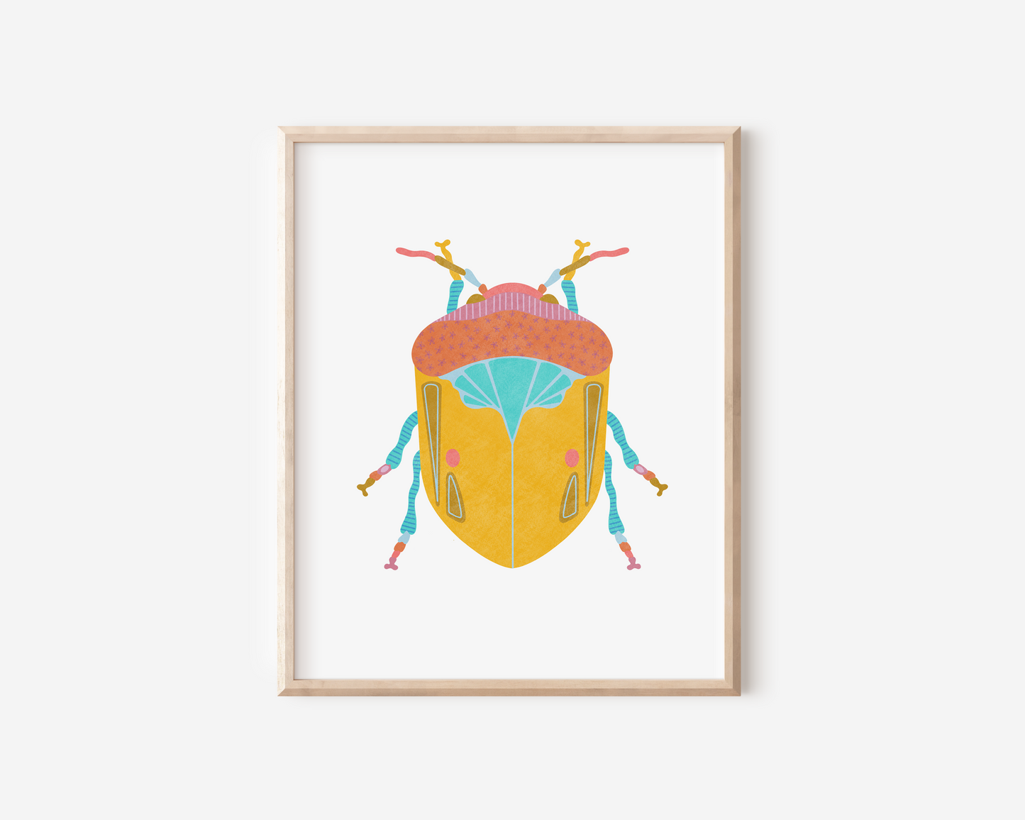 Yellow Beetle Hand Embellished Art Print