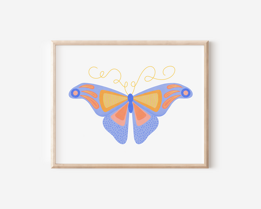 Periwinkle Butterfly Hand Embellished Art Print