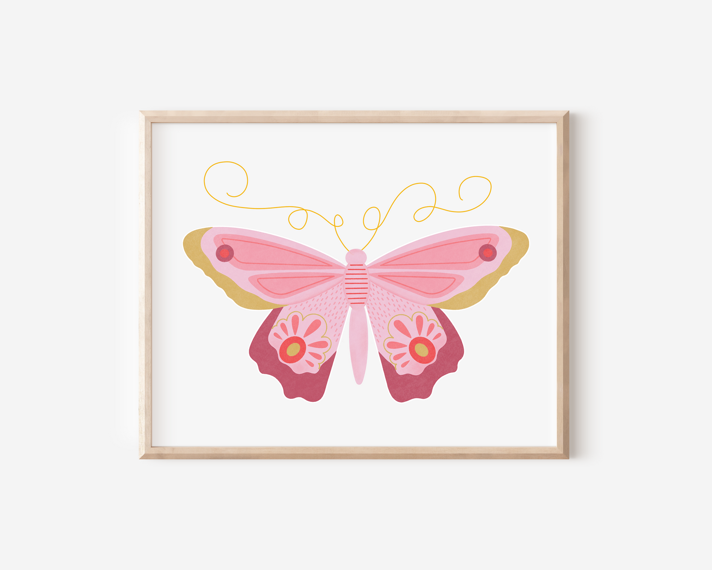 Pink Butterfly Hand Embellished Art Print