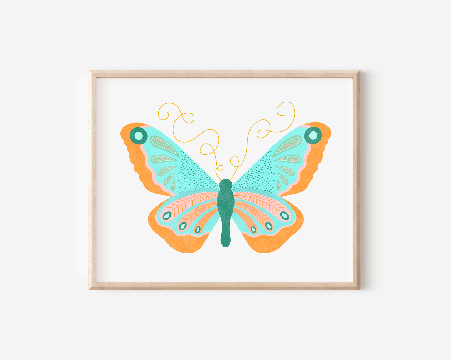 Turquoise Butterfly Hand Embellished Art Print