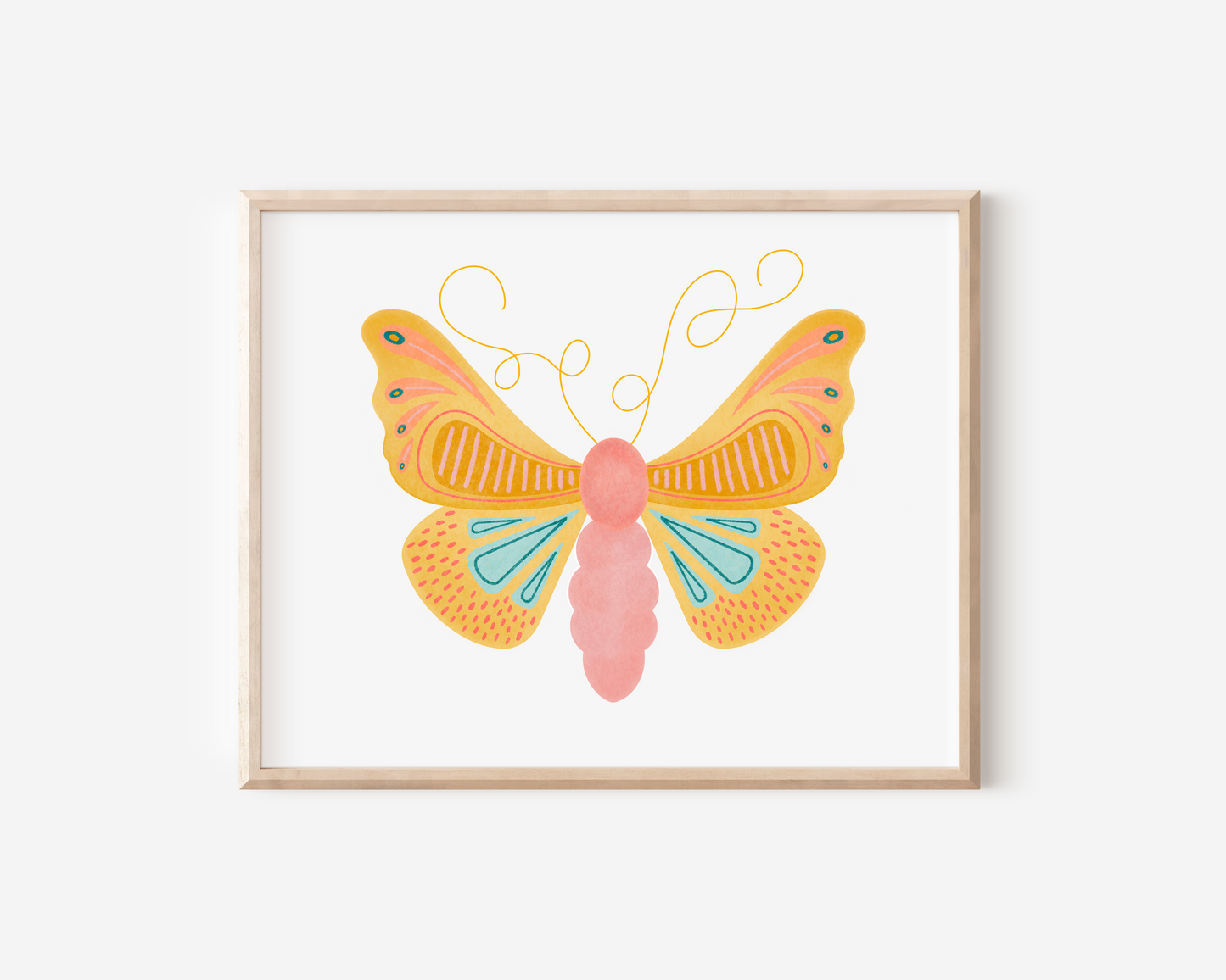 Yellow Moth Hand Embellished Art Print